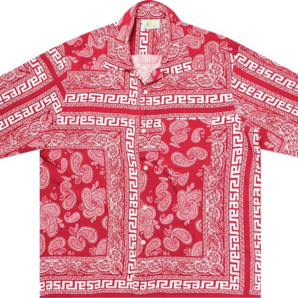 Aries Bandana Print Hawaiian Shortsleeve Shirt - Red - Picture 1 of 7